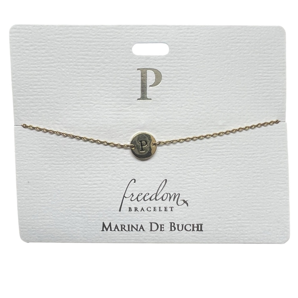 Marina De Buchi Initial Letter P Bracelet: Bespoke Jewelry Freedom Bracelet NWT
